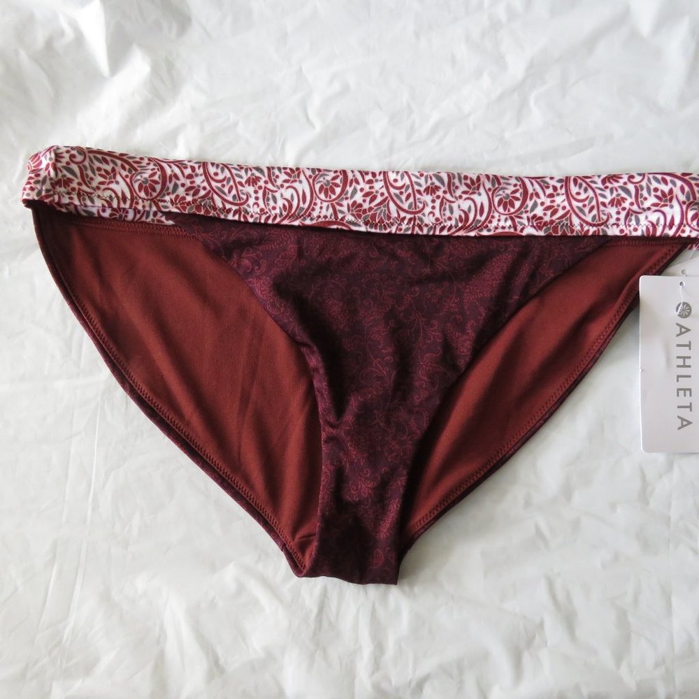 Athleta Aqualuxe Batik Bikini Bottom Brown L